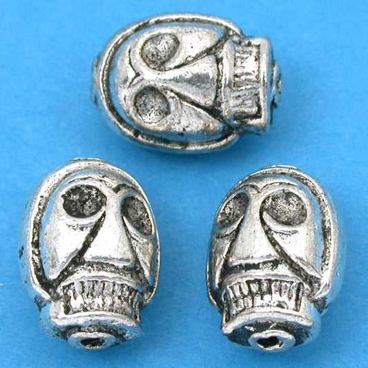 Skull Antique Silver Plated Beads 15mm 18 Grams 3Pcs Approx.
