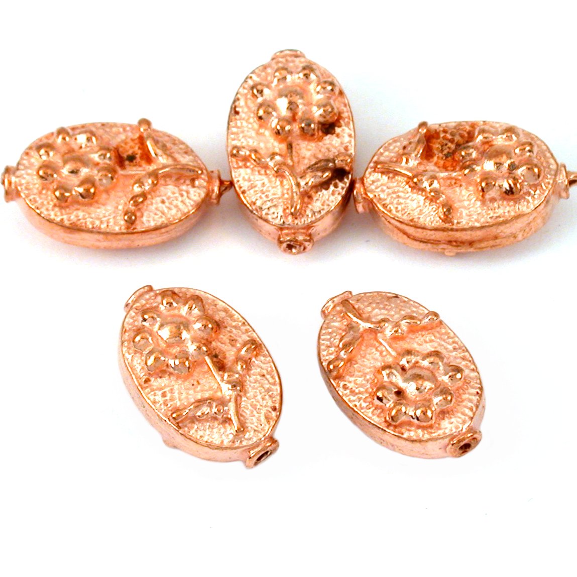 Oval Flower Copper Plated Beads 16mm 18 Grams 5Pcs Approx.