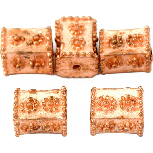 Bali Cube Daisy Copper Plated Beads 10mm 17 Grams 5Pcs Approx.