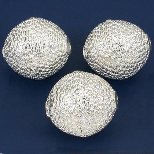 Round Silver Plated Beads 19.5mm 3Pcs Approx.