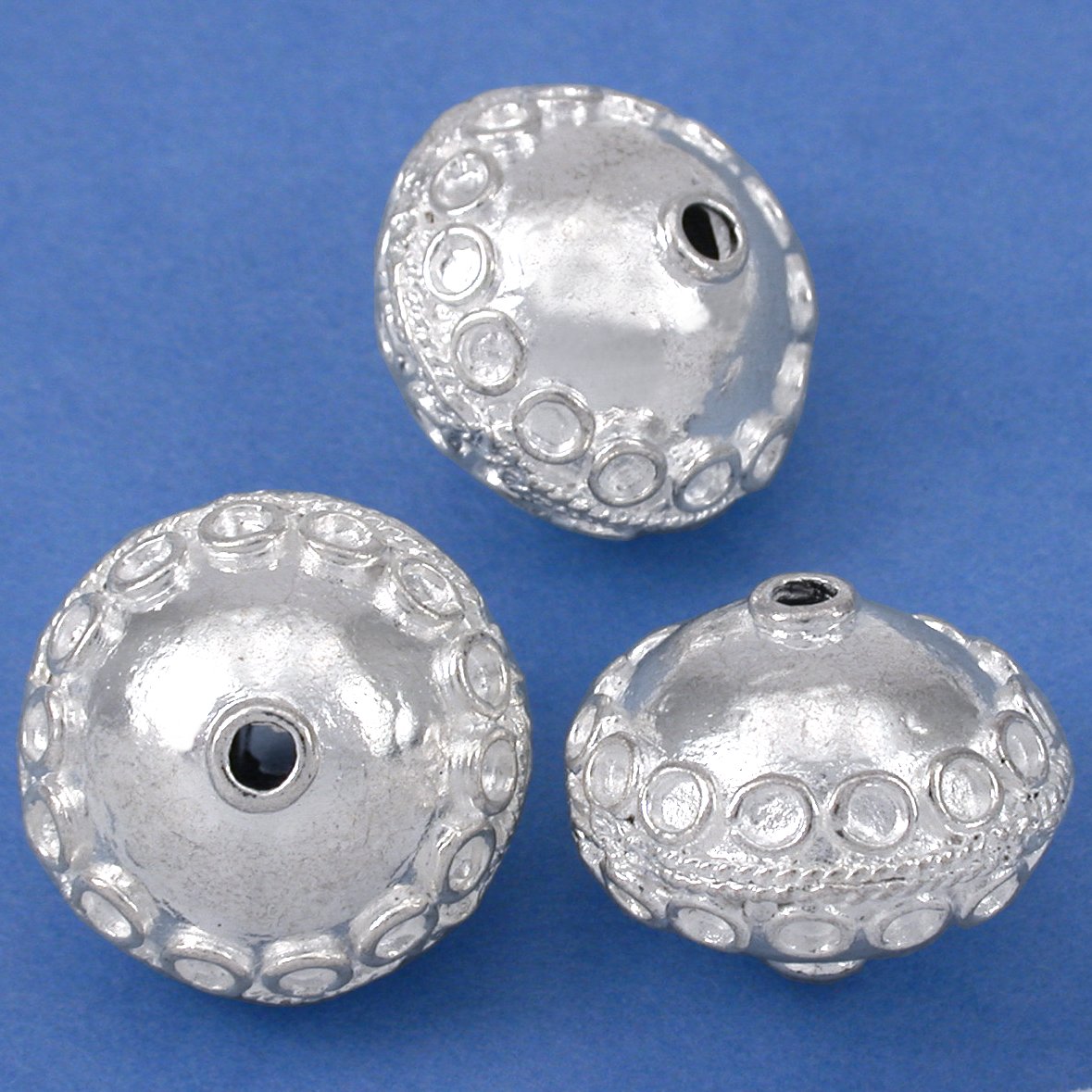 Bali Saucer Silver Plated Beads 17.5mm 2Pcs Approx.