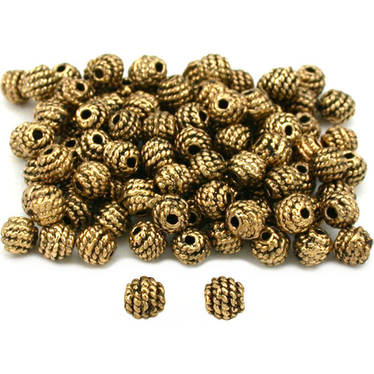 Round Bali Beads Antique Gold Plated Jewelry Approx 100