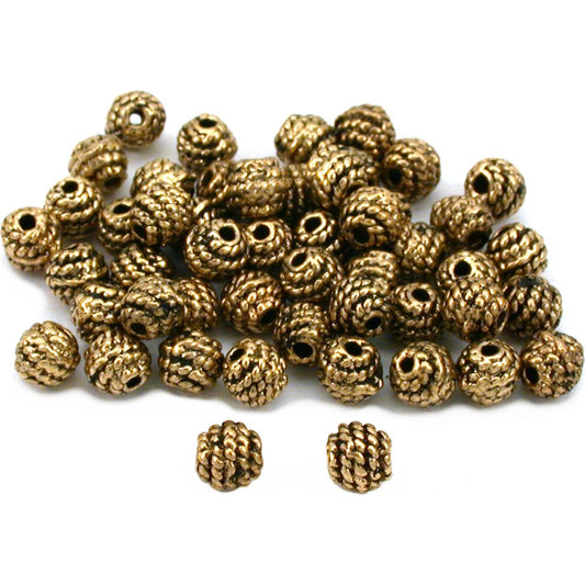 Bali Round Antique Gold Plated Beads 5mm 50Pcs Approx.