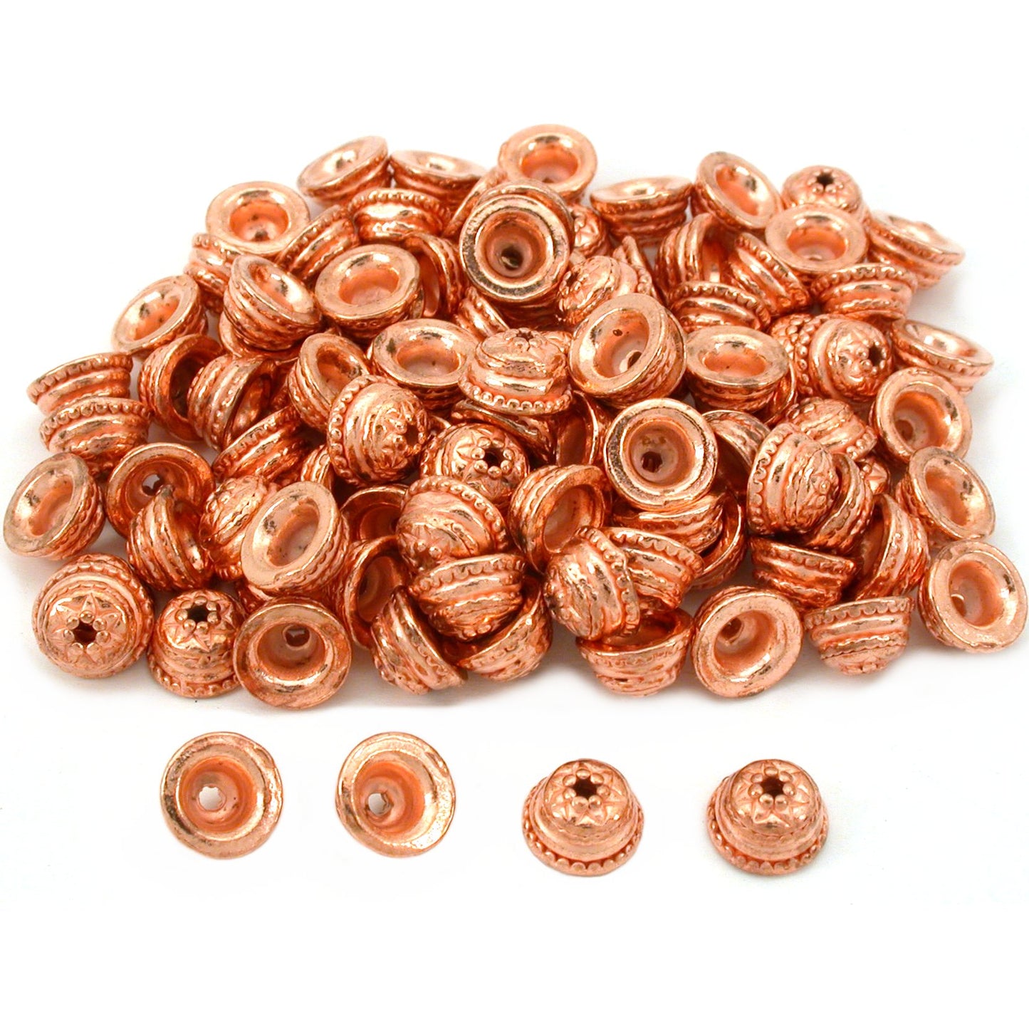 Star Bali End Bead Caps Copper Plated 9.5mm Approx 100