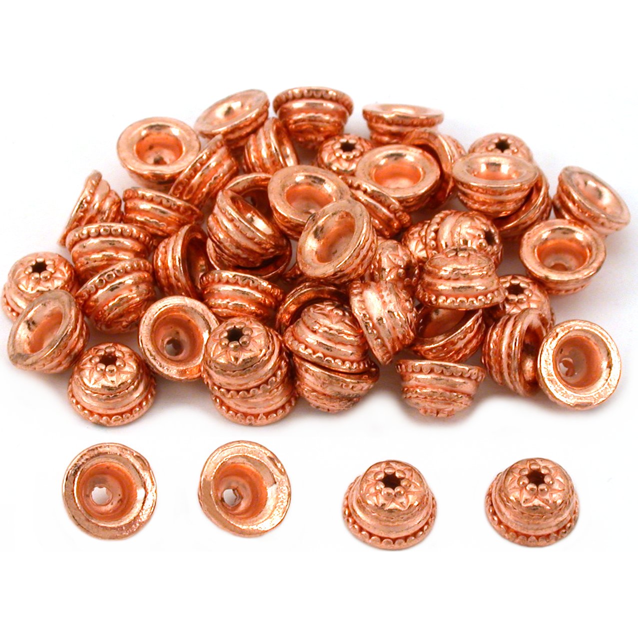 Bali Bead Caps Copper Plated 9.5mm 50Pcs Approx.