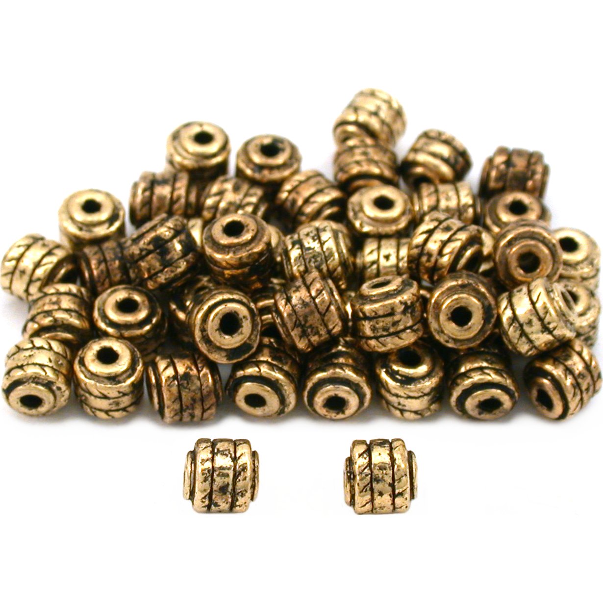 Bali Barrel Antique Gold Plated Beads 4.5mm 50Pcs Approx.