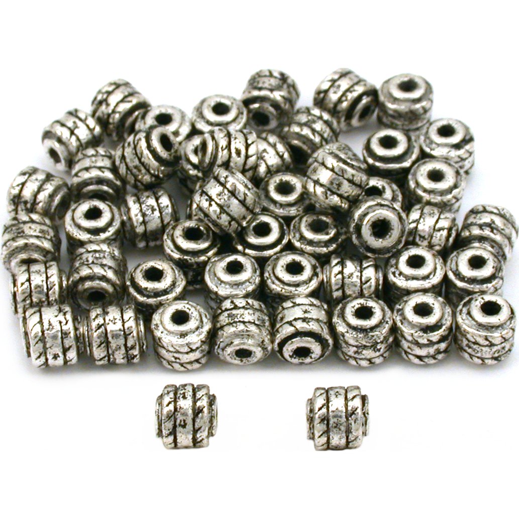 Bali Barrel Beads Antique Silver Plated 4.5mm 50Pcs Approx.