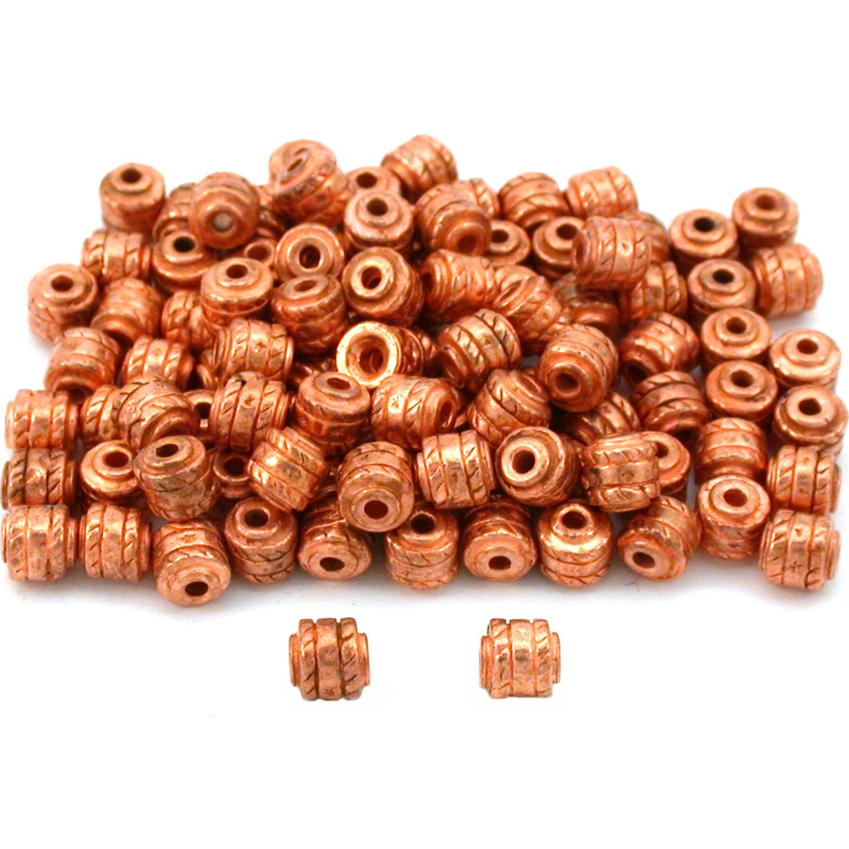 Barrel Bali Beads Copper Plated Parts 4.5mm Approx 100