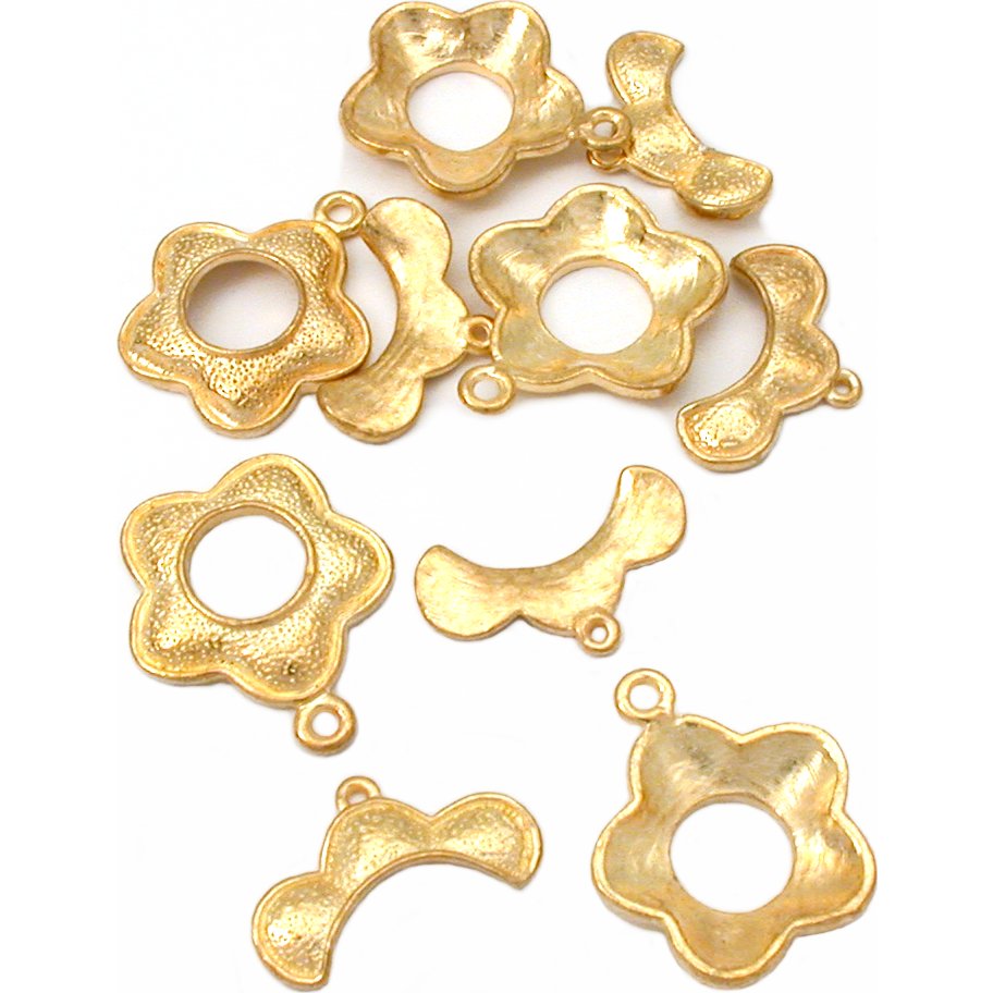 Flower Toggle Clasp Gold Plated 23.5mm 4Pcs Approx.