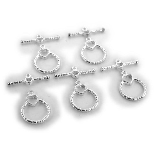 Heart Bali Toggle Clasp Silver Plated 28mm 4Pcs Approx.
