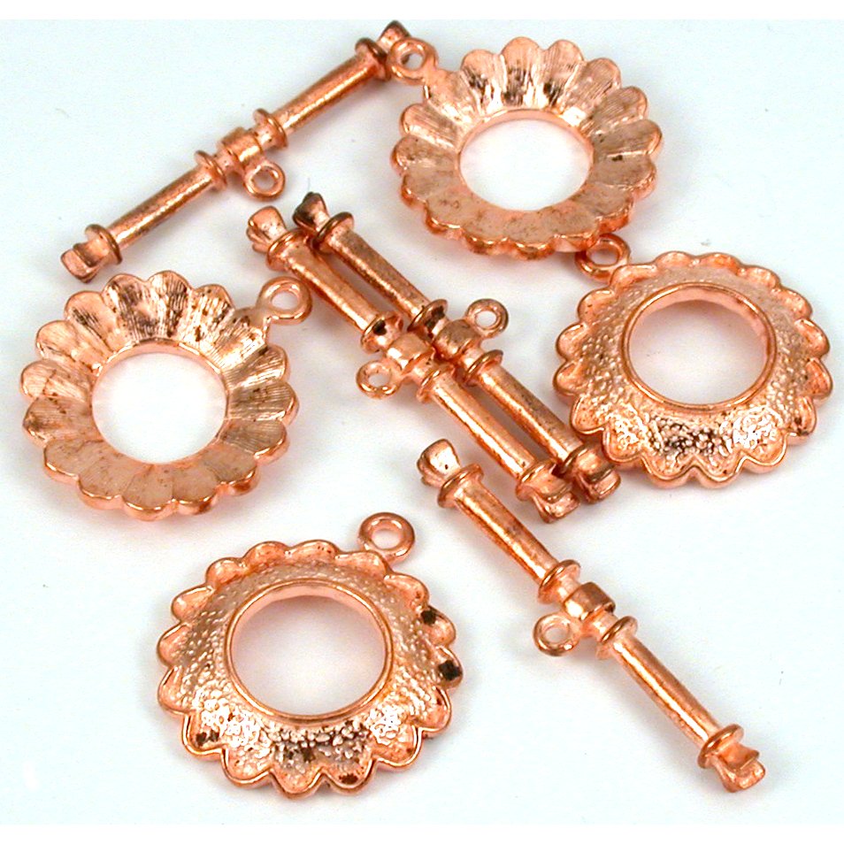 Flower Toggle Clasp Copper Plated 24.5mm 4Pcs Approx.