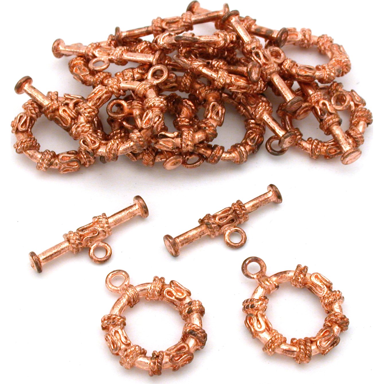 Rope Bali Toggle Clasps Copper Plated 18mm Approx 12