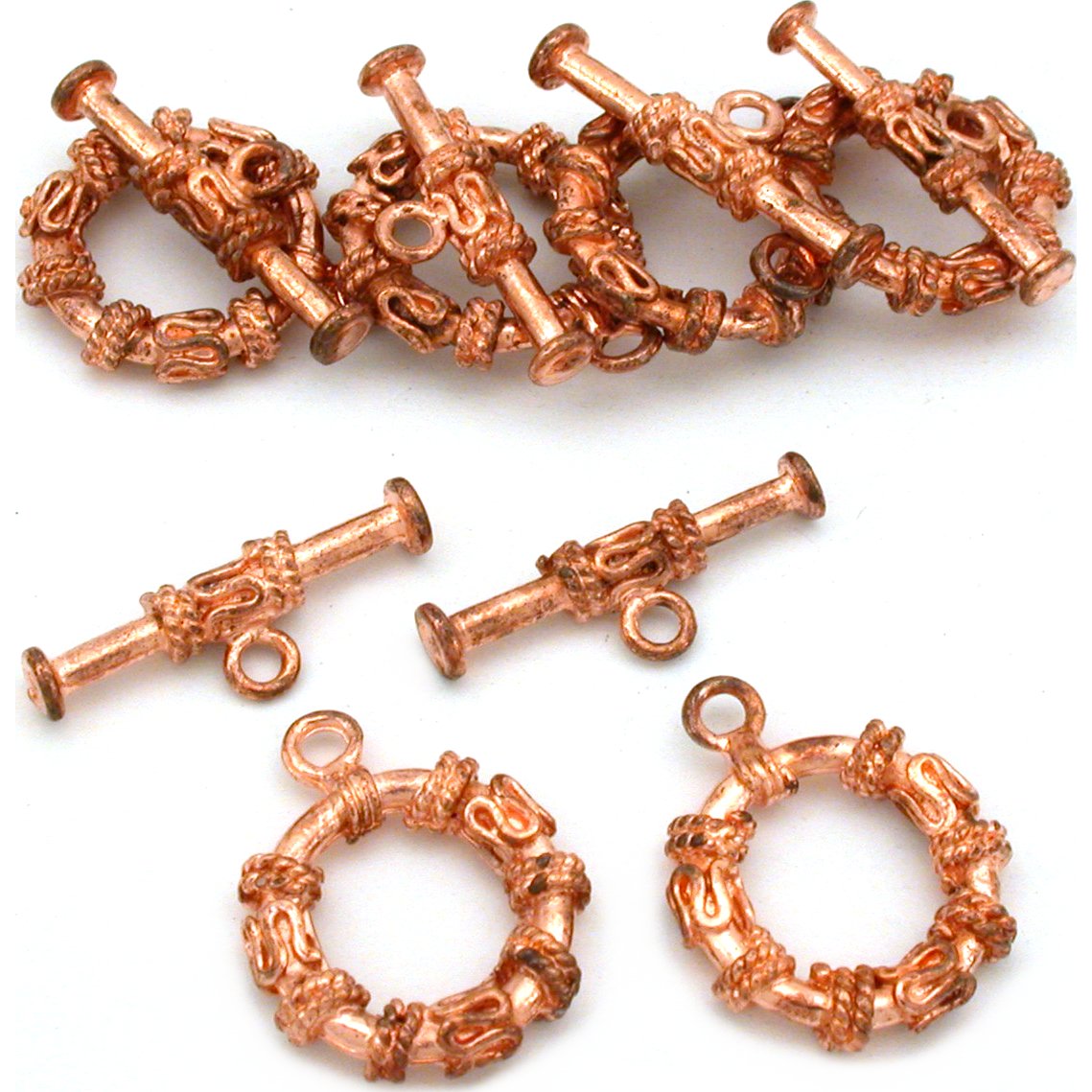 Bali Toggle Clasps Copper Plated 18mm 6Pcs Approx.