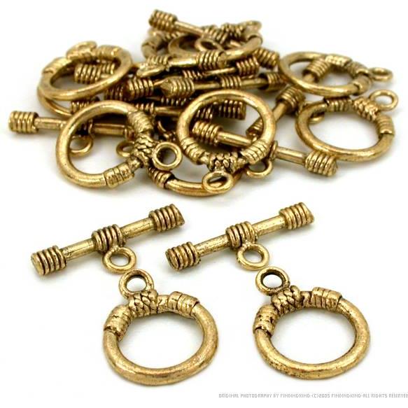 Bali Toggle Clasps Antique Gold Plated 15mm Approx 12