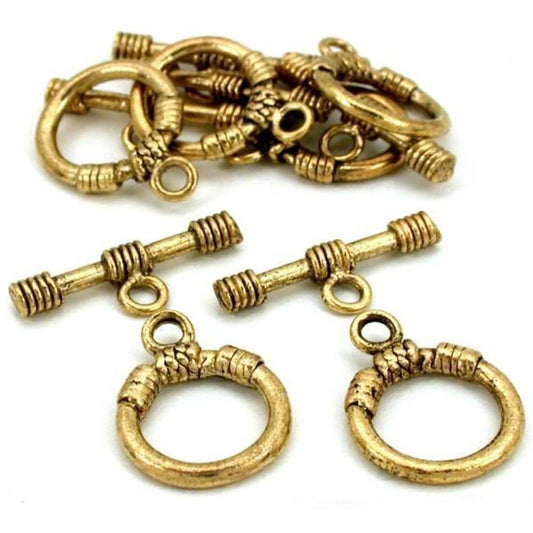 Bali Toggle Clasp Antique Gold Plated 19mm 6Pcs Approx.