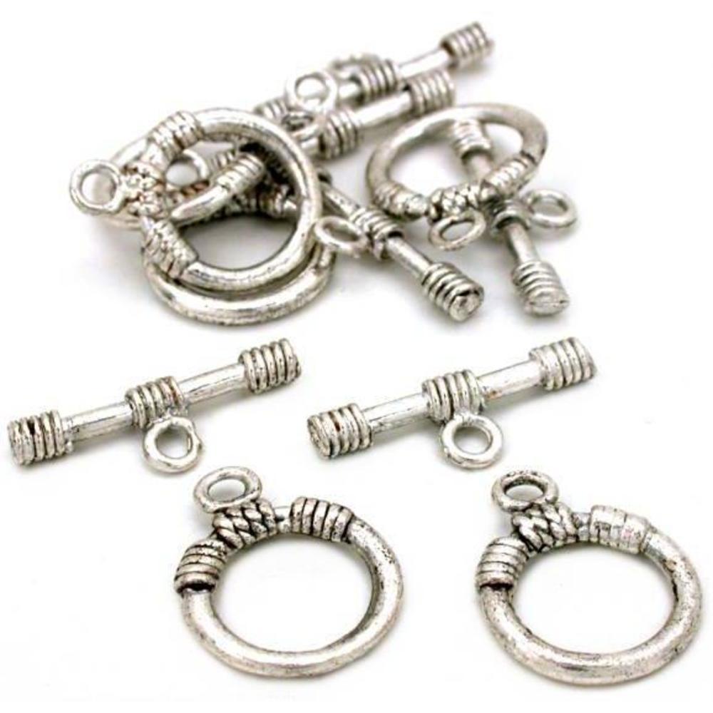 Bali Toggle Clasps Antique Silver Plated 19mm 6Pcs Approx.