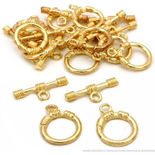 Bali Toggle Clasp Gold Plated Bracelet 14.5mm Approx 12