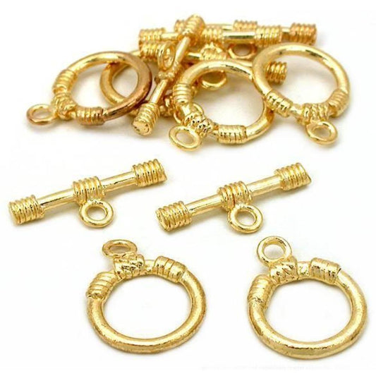 Bali Toggle Clasp Gold Plated 14.5mm 6Pcs Approx.