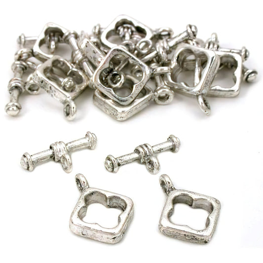 Square Toggle Clasp Antique Silver Plated Approx 12
