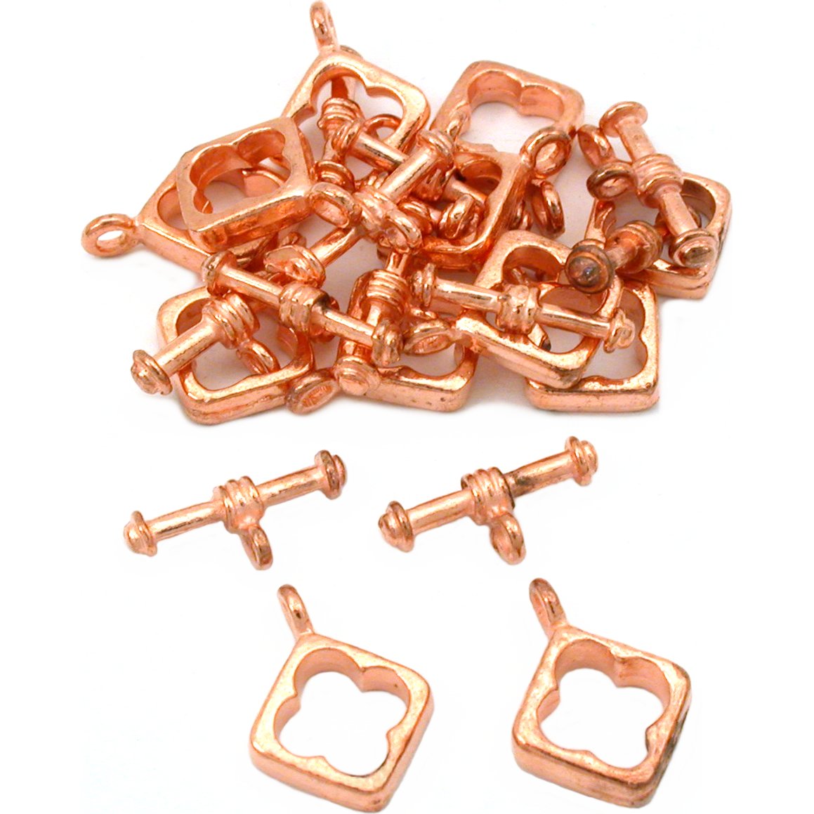 Square Bali Toggle Clasp Copper Plated 13.5mm Approx 12