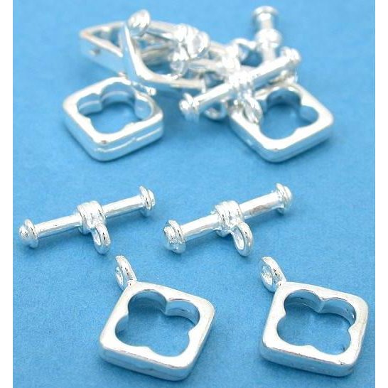 Square Toggle Clasps Silver Plated 17.5mm 6Pcs Approx.