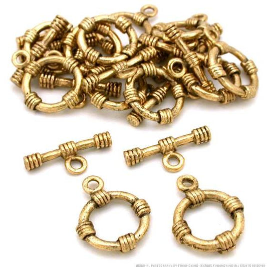 Bali Toggle Clasp Antique Gold Plated 15.5mm Approx 12!