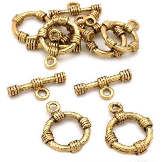 Bali Toggle Clasp Antique Gold Plated 20mm 6Pcs Approx.