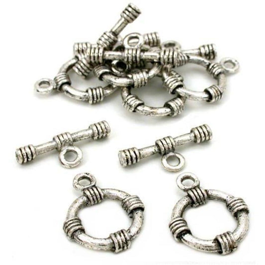 Bali Toggle Clasp Antique Silver Plated 20mm 6Pcs Approx.