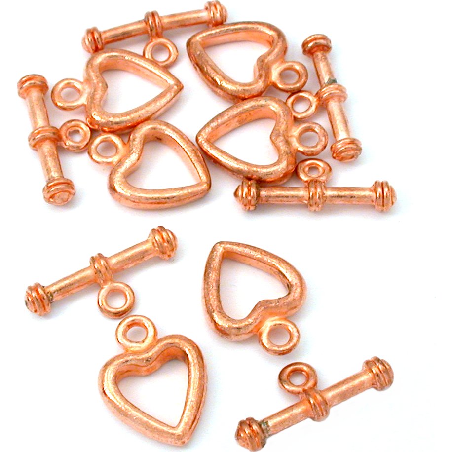 Heart Toggle Clasp Copper Plated 19mm 5Pcs Approx.