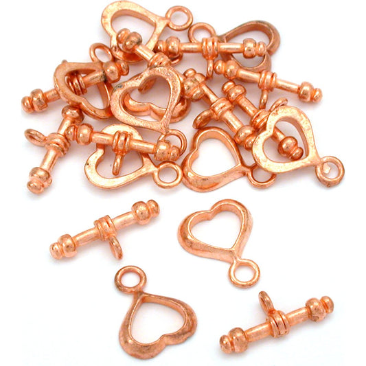 Heart Toggle Clasp Copper Plated 16mm 10Pcs Approx.