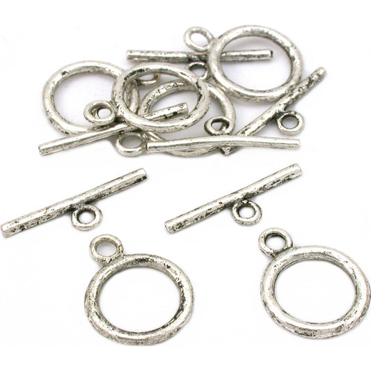 Toggle Clasp Antique Silver Plated 15.5mm 6Pcs Approx.