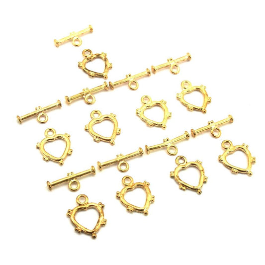 Heart Toggle Clasp Gold Plated 21mm 8Pcs Approx.