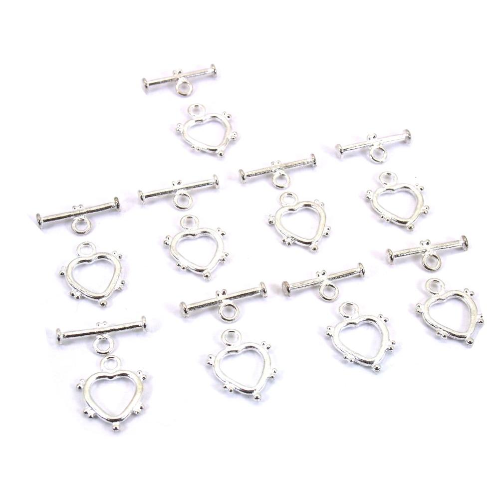 Heart Toggle Clasp Silver Plated 21mm 8Pcs Approx.