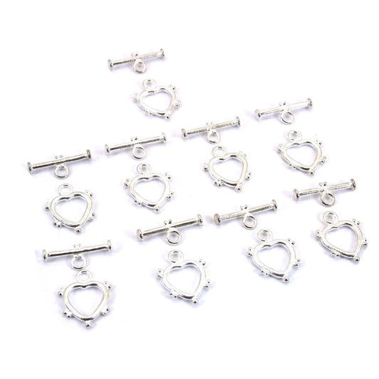 Heart Toggle Clasp Silver Plated 21mm 8Pcs Approx.