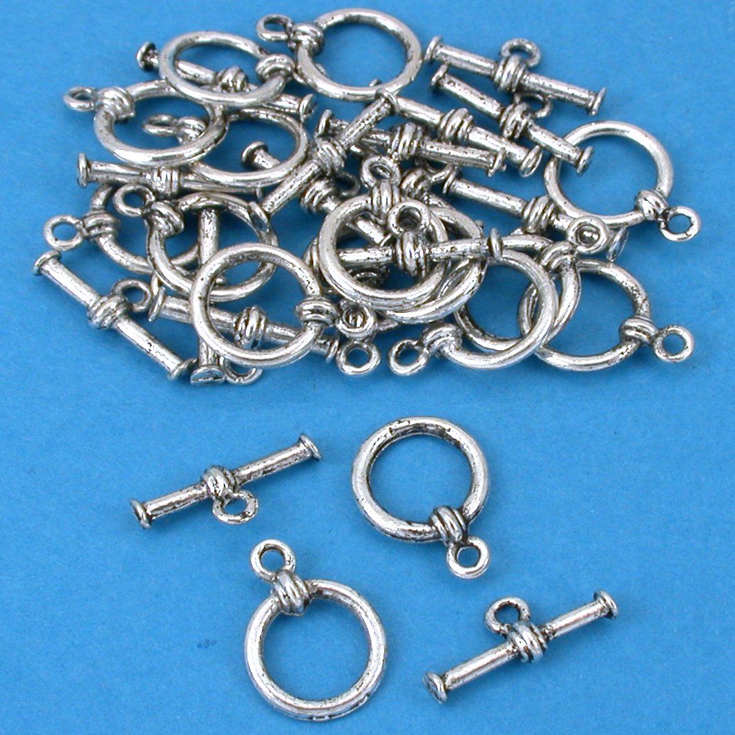 Toggle Clasp Antique Silver Plated 15mm 17Pcs Approx.