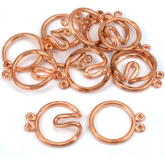 Round Hook & Eye Double Strand Clasp Copper Plated 21mm 6Pcs Approx.
