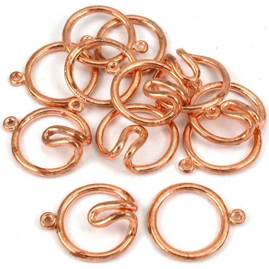 Round Hook & Eye Clasp Copper Plated 21mm 6Pcs Approx.