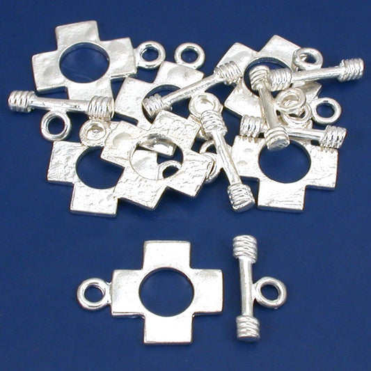 Cross Toggle Clasp Silver Plated 22mm 7Pcs Approx.