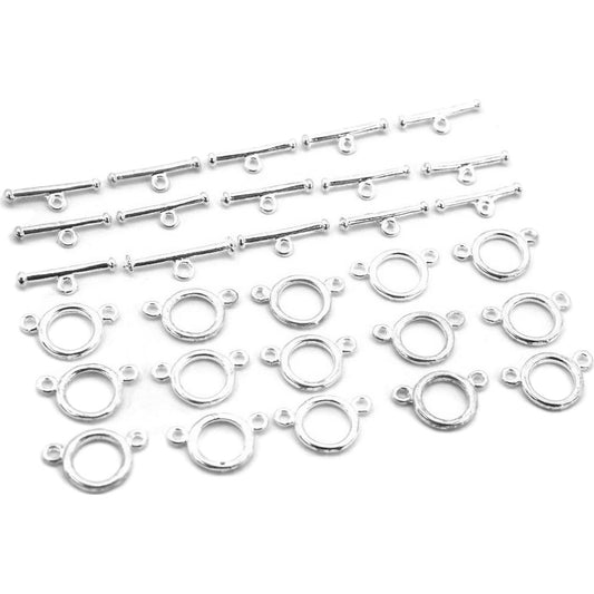 Two Strand Toggle Clasp Silver Plated 11.5mm 15Pcs Approx.