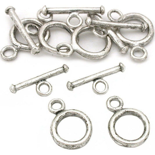 Toggle Clasp Antique Silver Plated 13mm 6Pcs Approx.