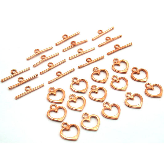 Heart Toggle Clasp Copper Plated 15.5mm 14Pcs Approx.