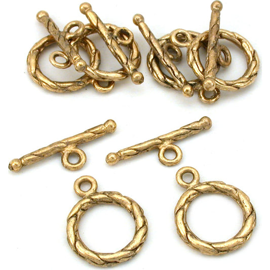 Cable Toggle Clasps Antique Gold Plated 16mm 6Pcs Approx.