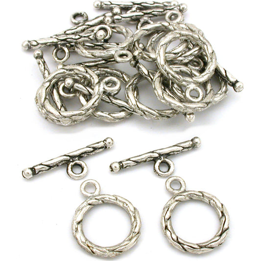 Bali Toggle Clasps Antique Silver Plated Approx 12