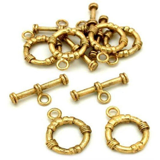 Bali Toggle Clasp Antique Gold Plated 18.5mm 6Pcs Approx.