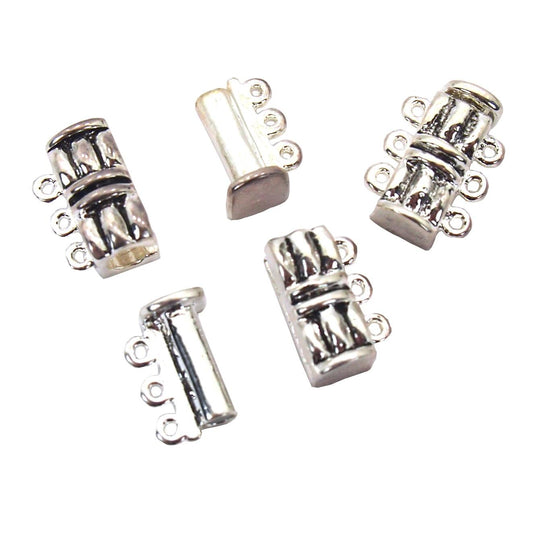 Triple Strand Clasps Antique Silver Plated 16mm 18 Grams