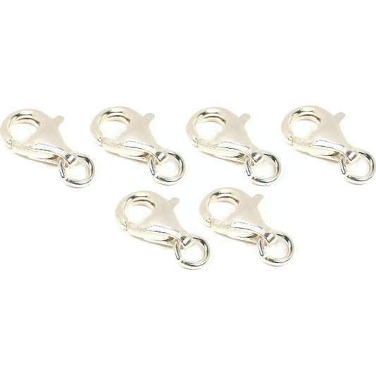6 Sterling Silver Lobster Clasps 13mm x 7mm
