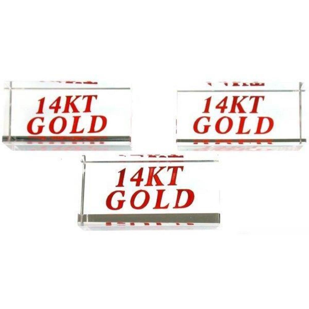 3 Display Signs 14KT Gold Showcase Jewelry Countertop