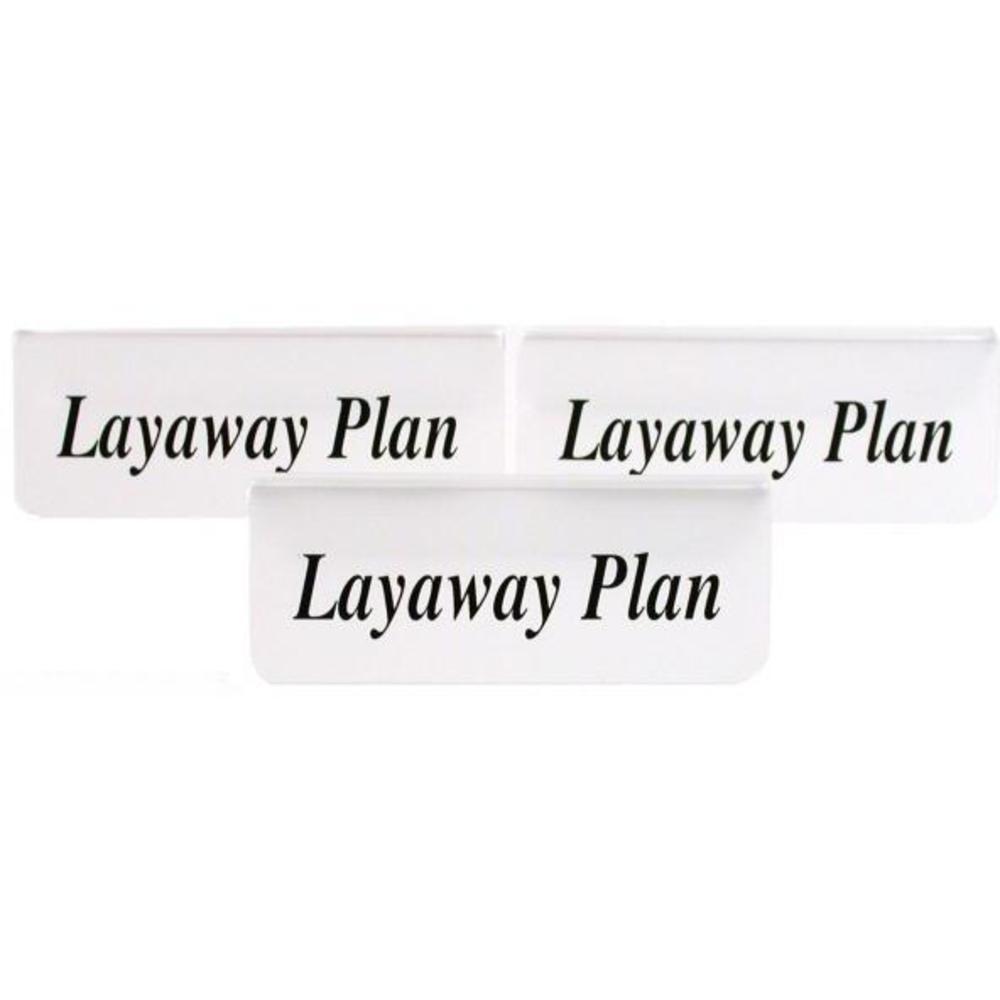 Layaway Plan Jewelry Showcase Signs Frosted 3" 3Pcs