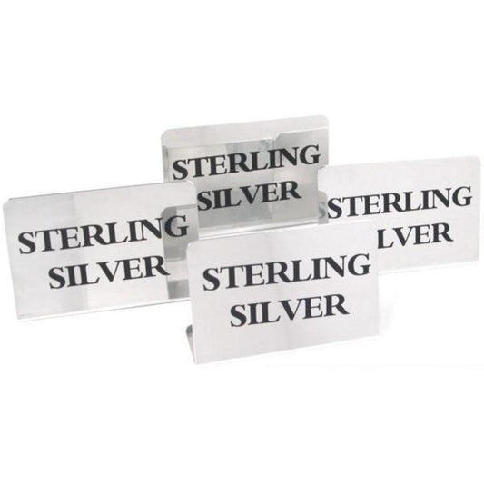 Sterling Silver Jewelry Showcase Signs 1 3/4" 4Pcs