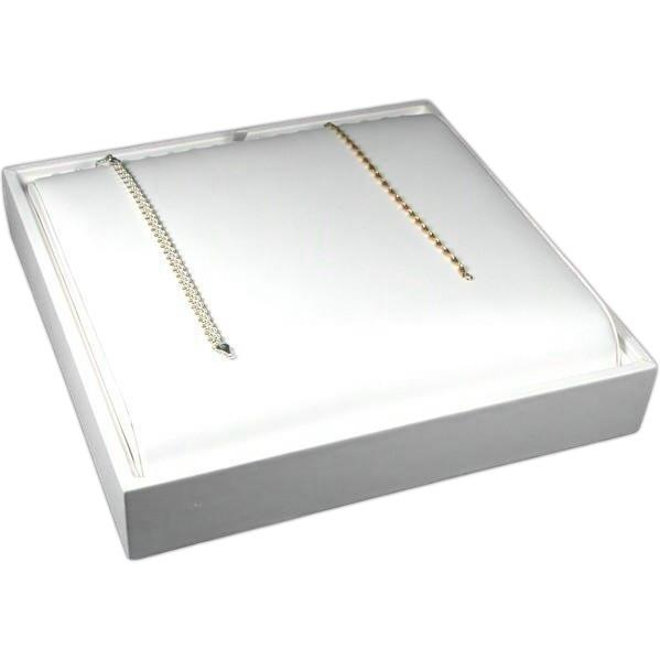 Stackable Chain Tray White Faux Leather 9 3/8"